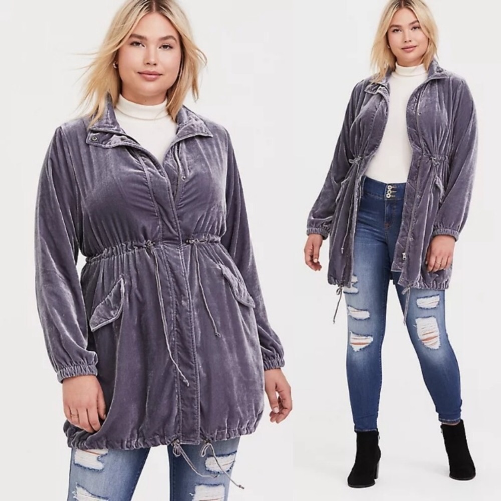 TORRID Steel Gray Velvet Anoark Jacket